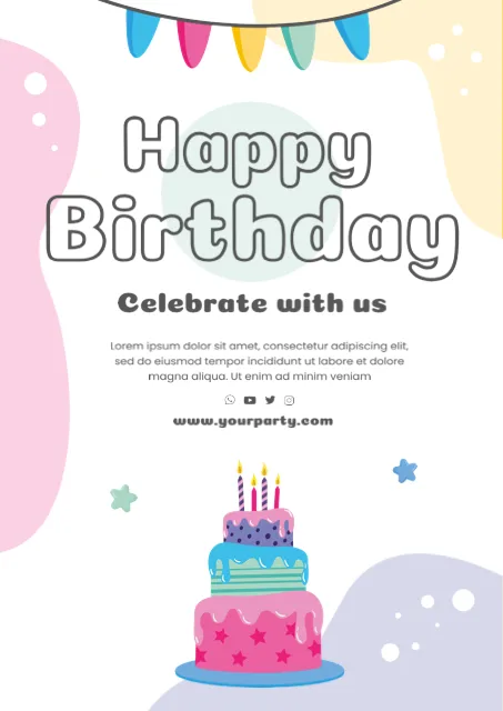 Colorful Birthday Party Celebration Invitation