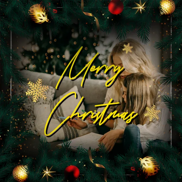 Merry Christmas Golden Lights Post