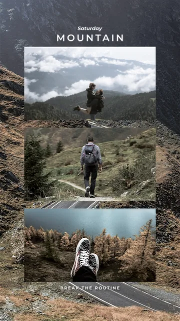 Mountain Adventure Travel Collage Story