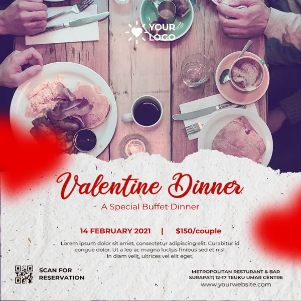 Valentine Dinner Romantic Buffet Advertisement